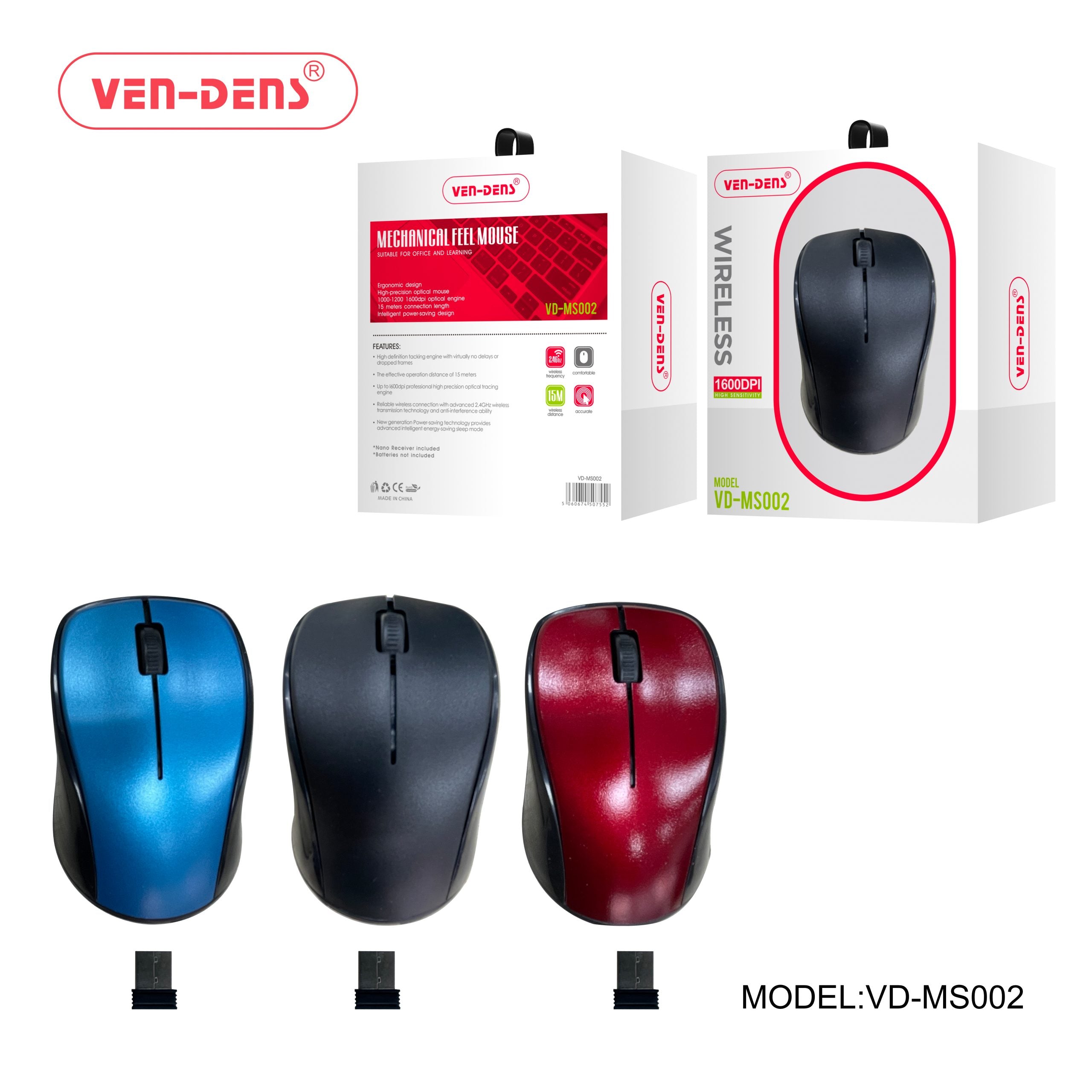 Ven-Dens VD-MS002 Mechanical Feel Wireless Mouse